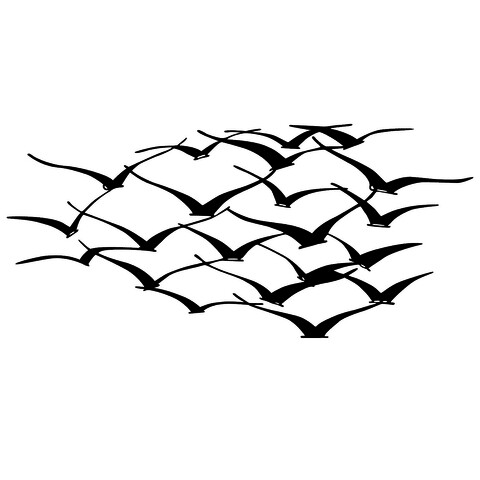 Decoratiune de perete, herd of birds, tanelorn, 120x55 cm, metal