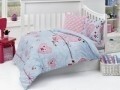 Lenjerie de pat pentru copii, 4 piese, 100% bumbac ranforce, Nazenin Home, Logy, roz/albastru