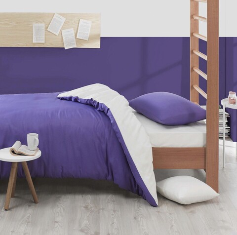 Lenjerie de pat pentru o persoana, mix - violet, cream, acasă enlora, 65% bumbac/35% poliester