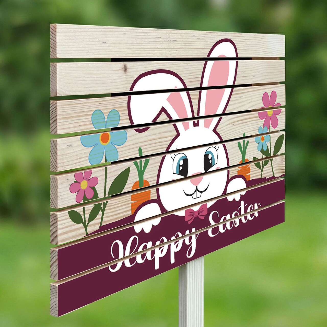 Semn de curte, Easter Greeting Bunny, 58x38 cm, Multicolor - imagine 2