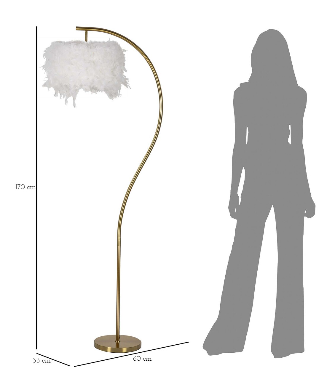 Lampadar Diamon, Mauro Ferretti, 1 x E27, 40W, 60x33x170 cm, fier, alb/auriu - 1 | YEO
