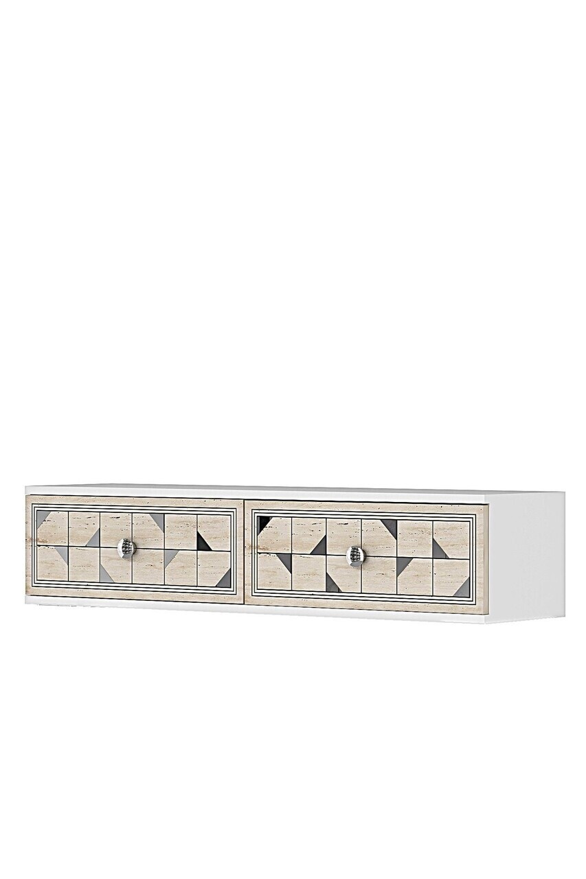 Dulap, Hanah Home, Moka 120, 120x25.5x29.6 cm, White / Travertine / Silver — imaginea 5