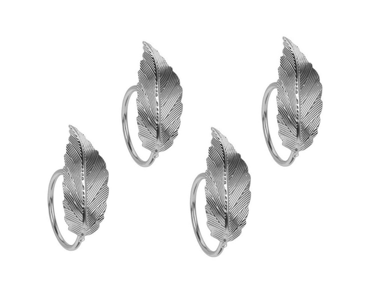 Set 4 inele pentru servetele Leaf V3, 4.5 x 3 cm, metal, argintiu