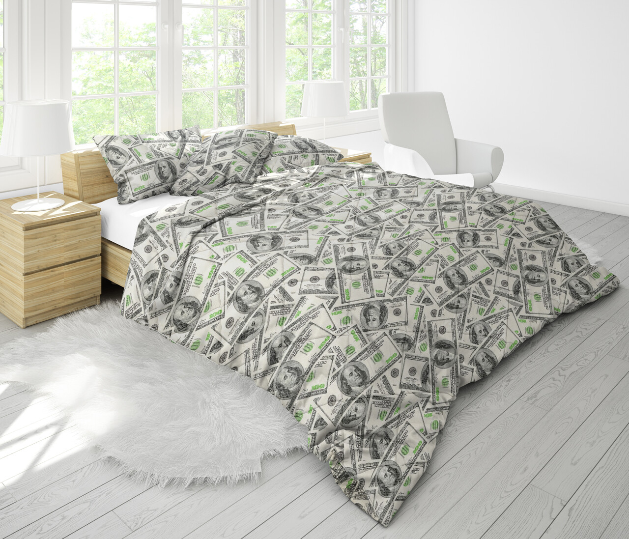 Set Alcam 2 perne microfibra 50x70 cm si pilota matlasata 180x200 cm, Dollar Dream - imagine 4