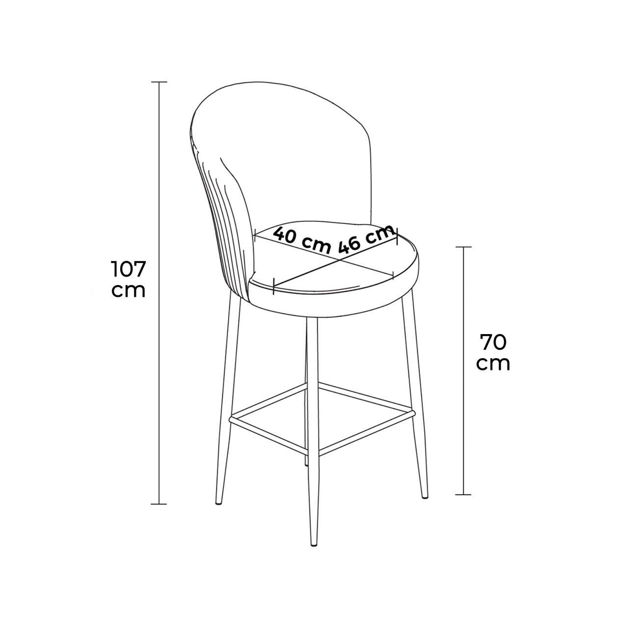 Set scaune de bar 6 piese, Charlotte, Fora, Metal, Cappuccino / Negru