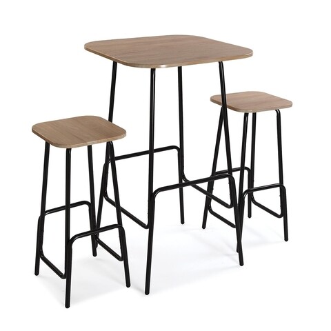 Set masa si scaune de bar 3 piese Braxton Dark, Versa, 60 x 60 x 102 cm, metal/MDF