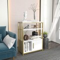 Corp biblioteca, Zena Home, Letos, 60x80x29.6 cm, PAL, Alb/Auriu