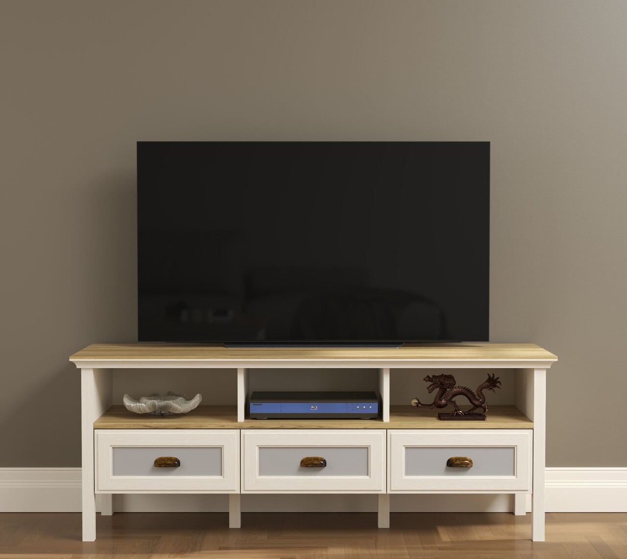 Comoda TV, Hanah Home, FRN-21030, 149.6x58x44.2 cm, PAL, Crem / Stejar / Gri - view 2