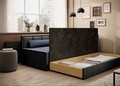 Canapea extensibila brat dreapta 3 locuri, ELTAP, Fulgeo, 214x82x77 cm, lemn/catifea din poliester, albastru inchis/gri