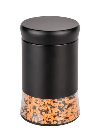 Borcan cu capac, wenko, boga, 0.4 l, Ø 9 x 15 cm, sticla/inox/polipropilena, negru/transparent