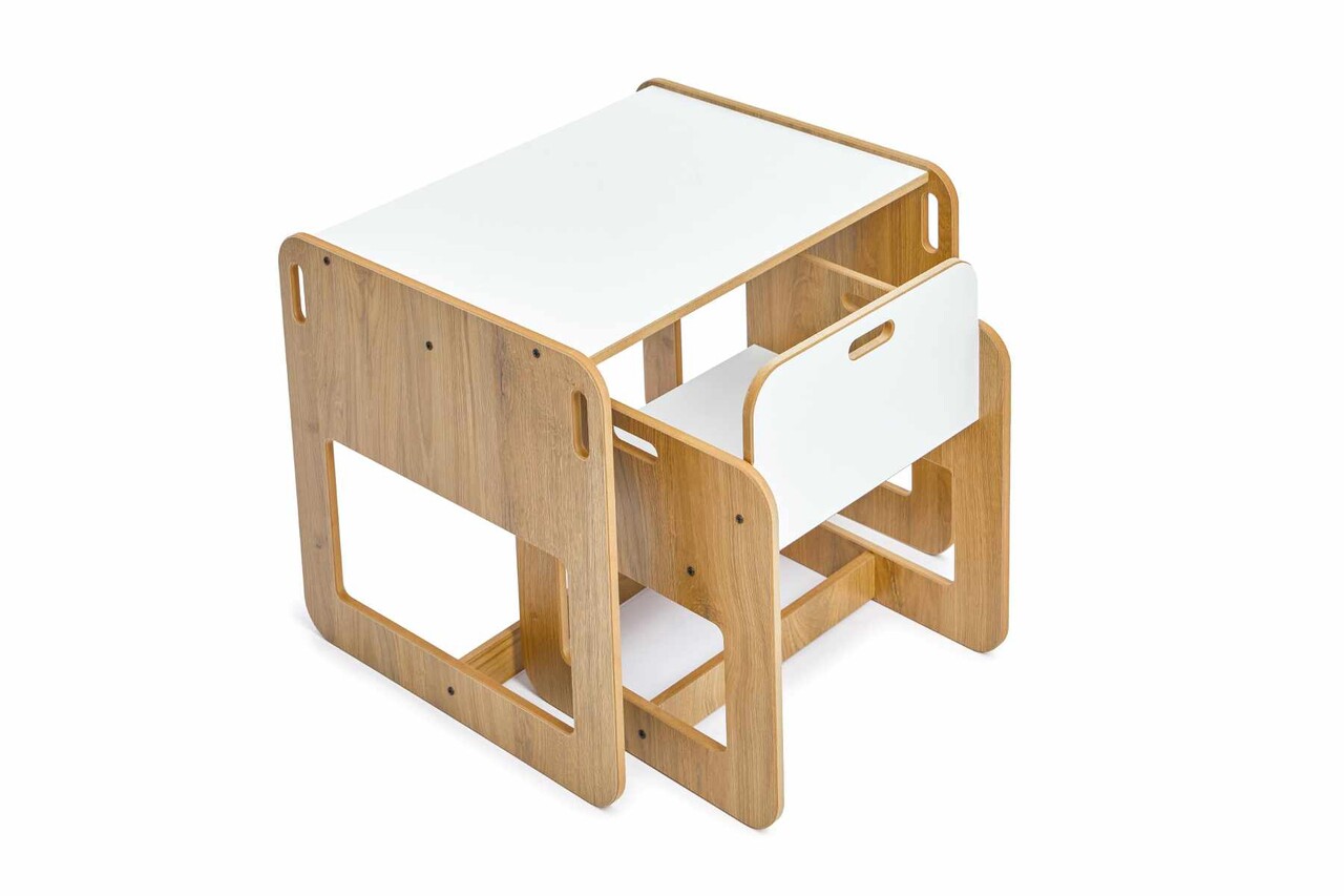 Set masa si scaun pentru copii, Hanah Home, Dove, Alb / Natural - view 5