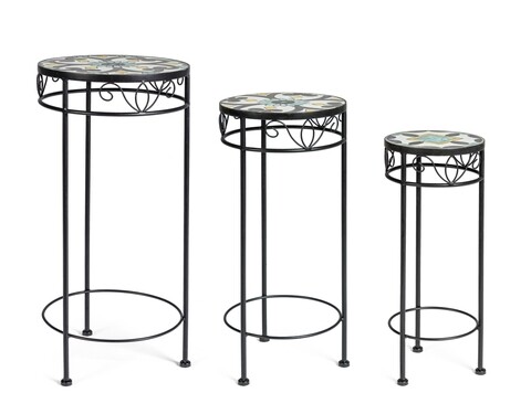 Set 3 suporturi pentru ghivece Positano, Bizzotto, Ø30 x 68 cm, otel/ceramica Accesorii & Obiecte decorative gradina