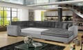 Coltar extensibil dreapta 5 locuri ELTAP, Damario, 338x189x78 cm, lemn/poliester, gri inchis/gri deschis
