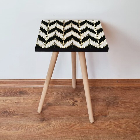 Masuta, Leona, Shp267, 35x42x35 cm, Negru / Auriu / Alb