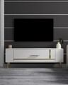 Comoda TV, Olivia, Retrop1, Alb/Auriu