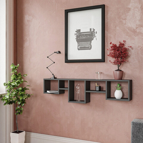 Raft de perete, kalune design, amanos, 120x32x17 cm, antracit