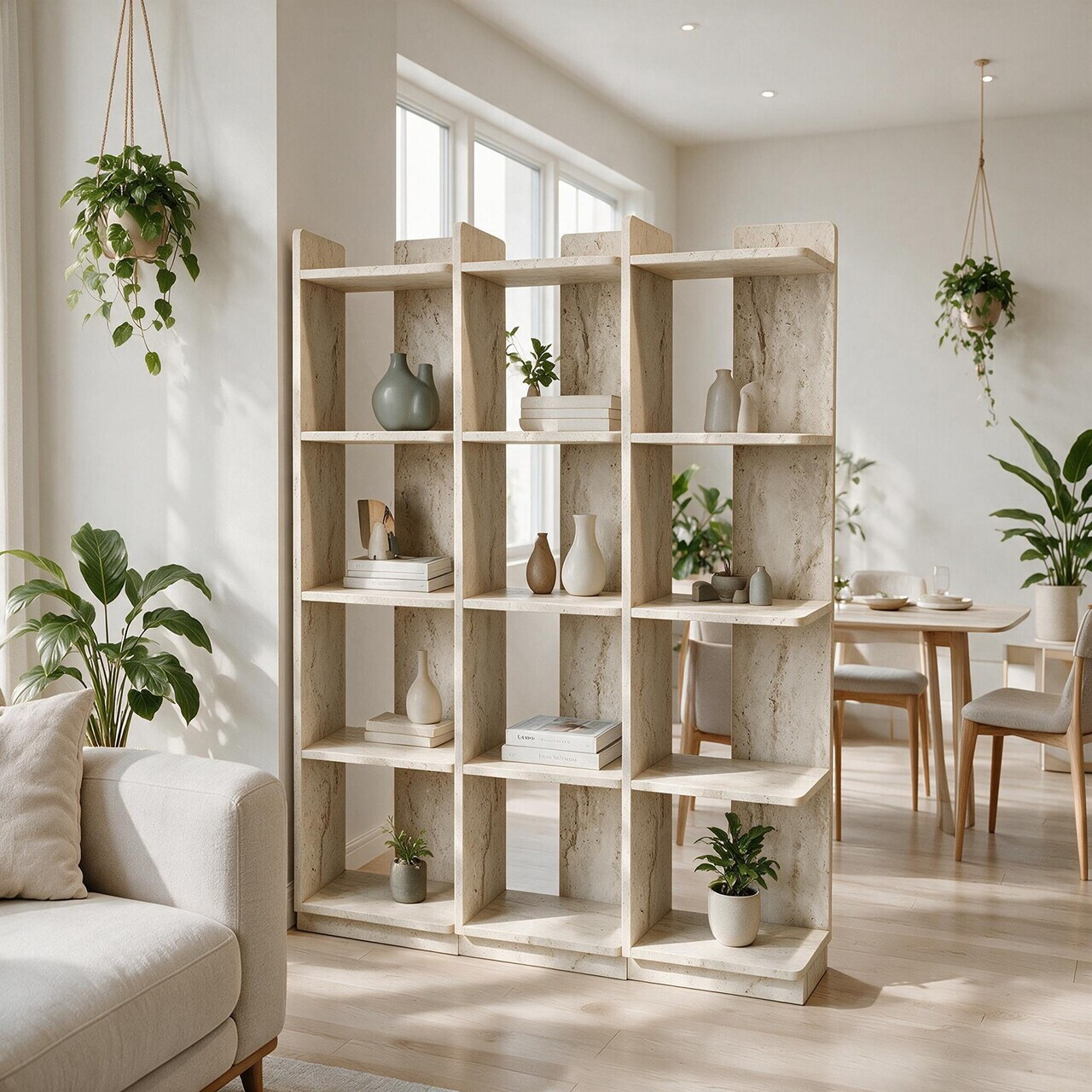 Corp biblioteca, Hanah Home, Aura, 37.8x150x23.8 cm, Travertin — imaginea 2