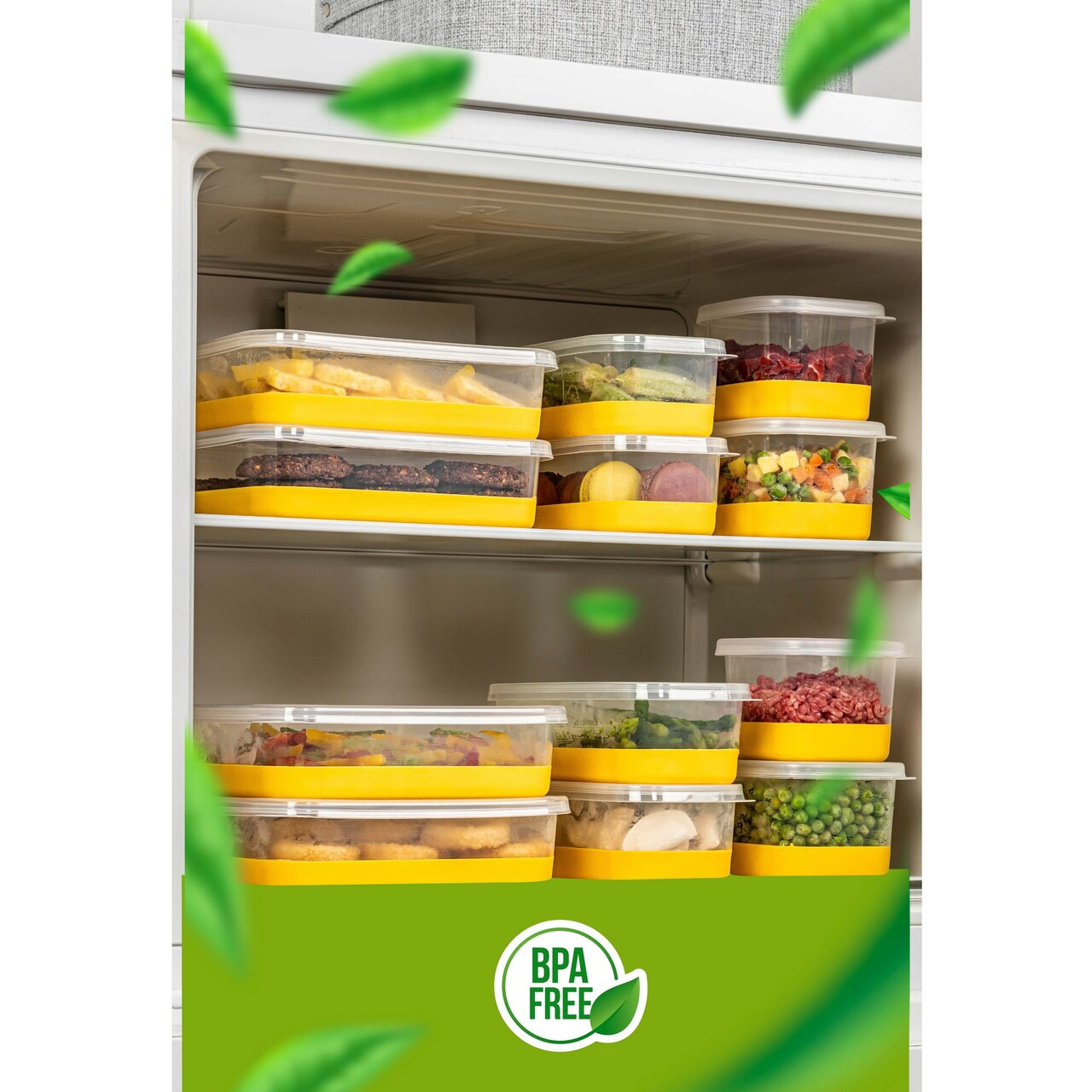 Set organizatoare frigider, Hermia, 964FRM3438, Dimensiune: 10,5 x 21,5 x 6,5 cm / 1000 ml (2 bucăți) , Galben - view 2