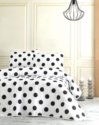 Set cuvertura de pat dubla 3 piese, Point - White, Eponj Home, 65% bumbac/35% poliester
