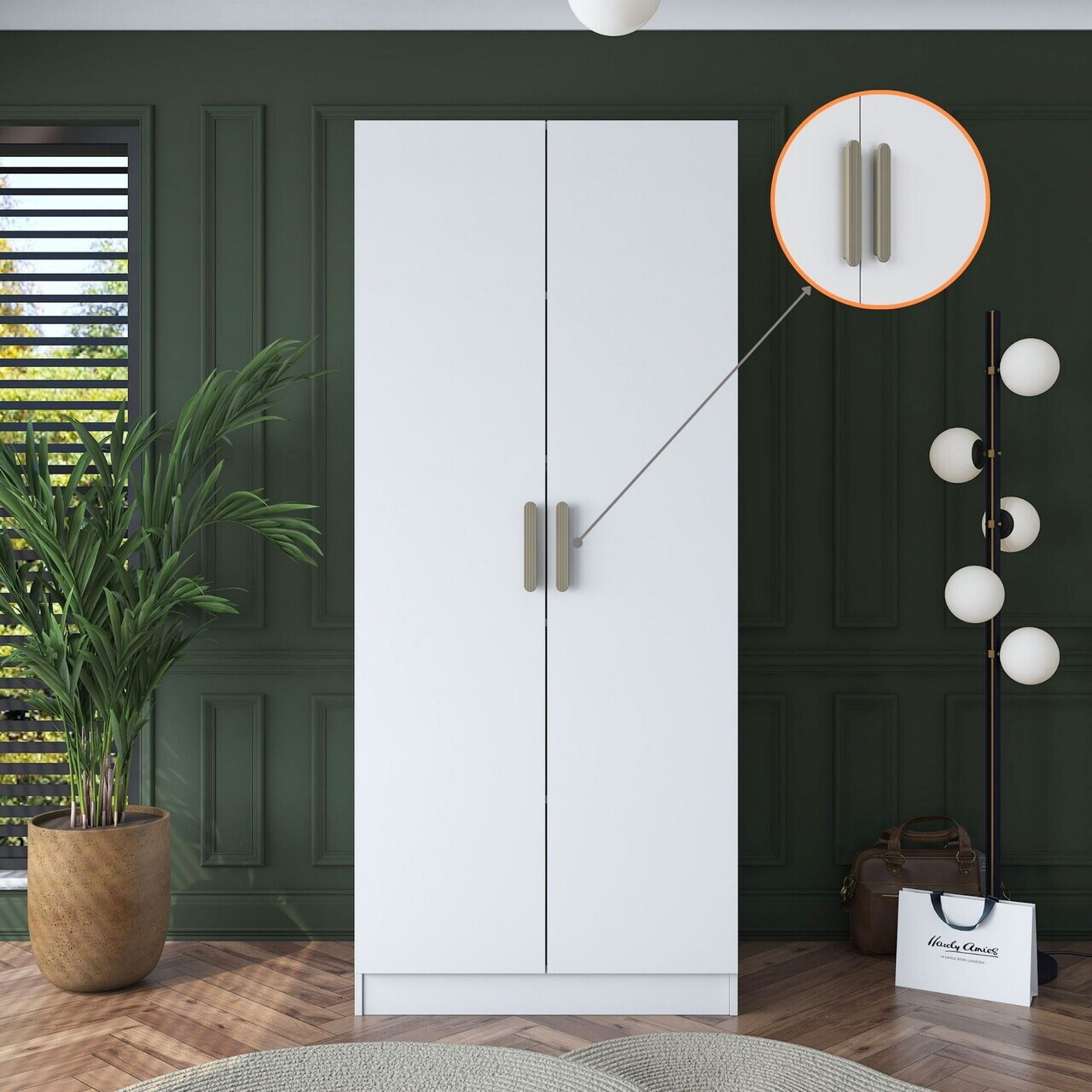 Dulap pentru haine, Hanah Home, BA160, 90x210x57.5 cm, PAL melaminat, Alb - view 4