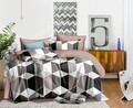 Lenjerie de pat dubla, King Size, 4 piese, BS001, policoton, multicolor