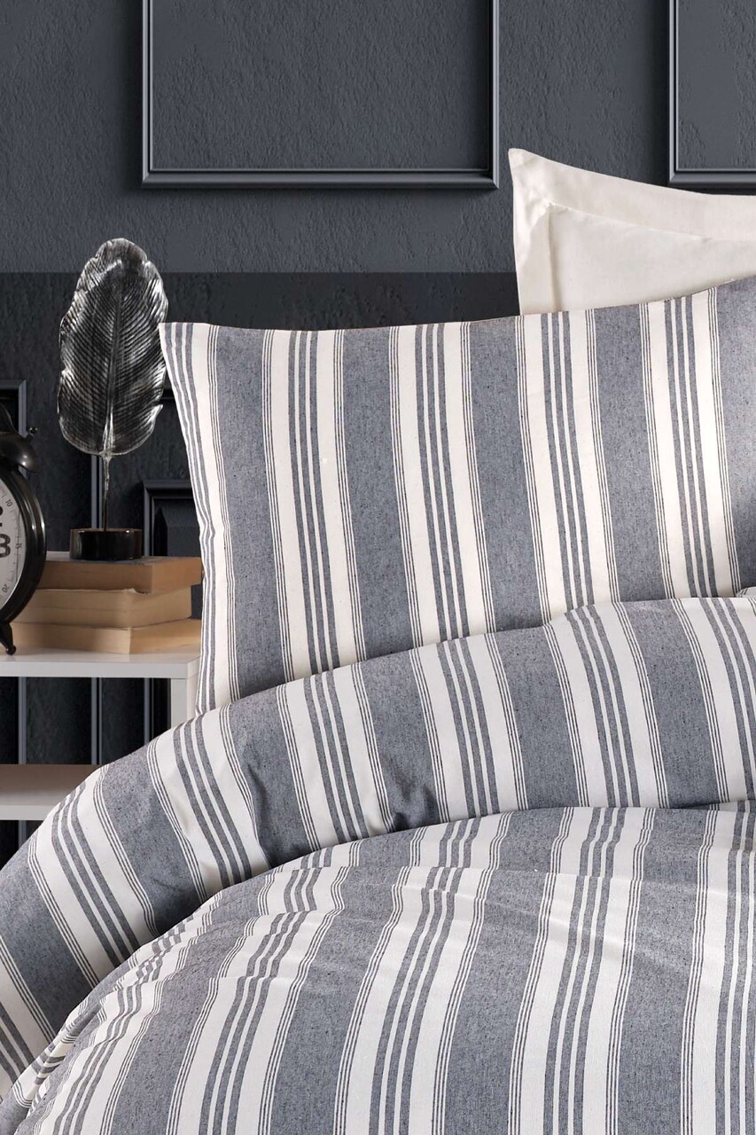 Lenjerie de pat pentru o persoana, L'essentiel Maison, Soft Line, Antracit - view 2