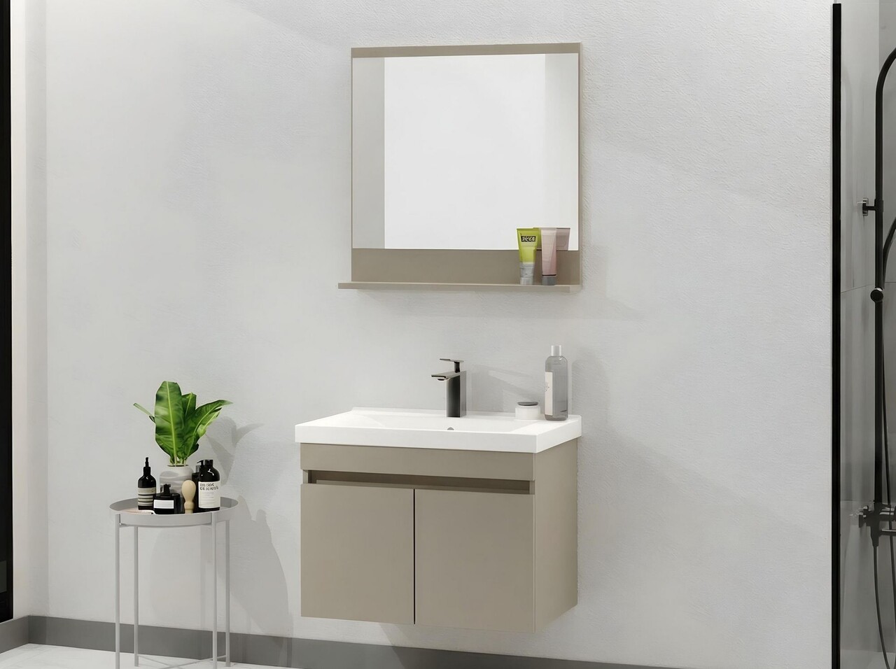 Set mobilier de baie (2 piese), Hanah Home, Pace 80, Latte - view 3