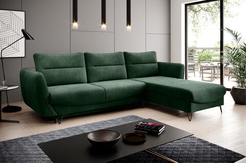 Coltar extensibil dreapta 3 locuri ELTAP, RT-35LO, Silva, 276x201x100 cm, lemn/poliester, verde inchis