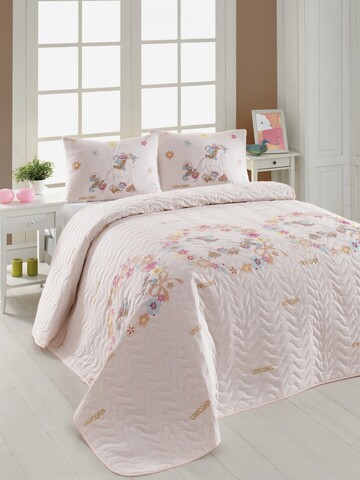 Cuvertura matlasata dubla king (it) (es), unicornlar - pink, eponj home, 65% bumbac/35% poliester
