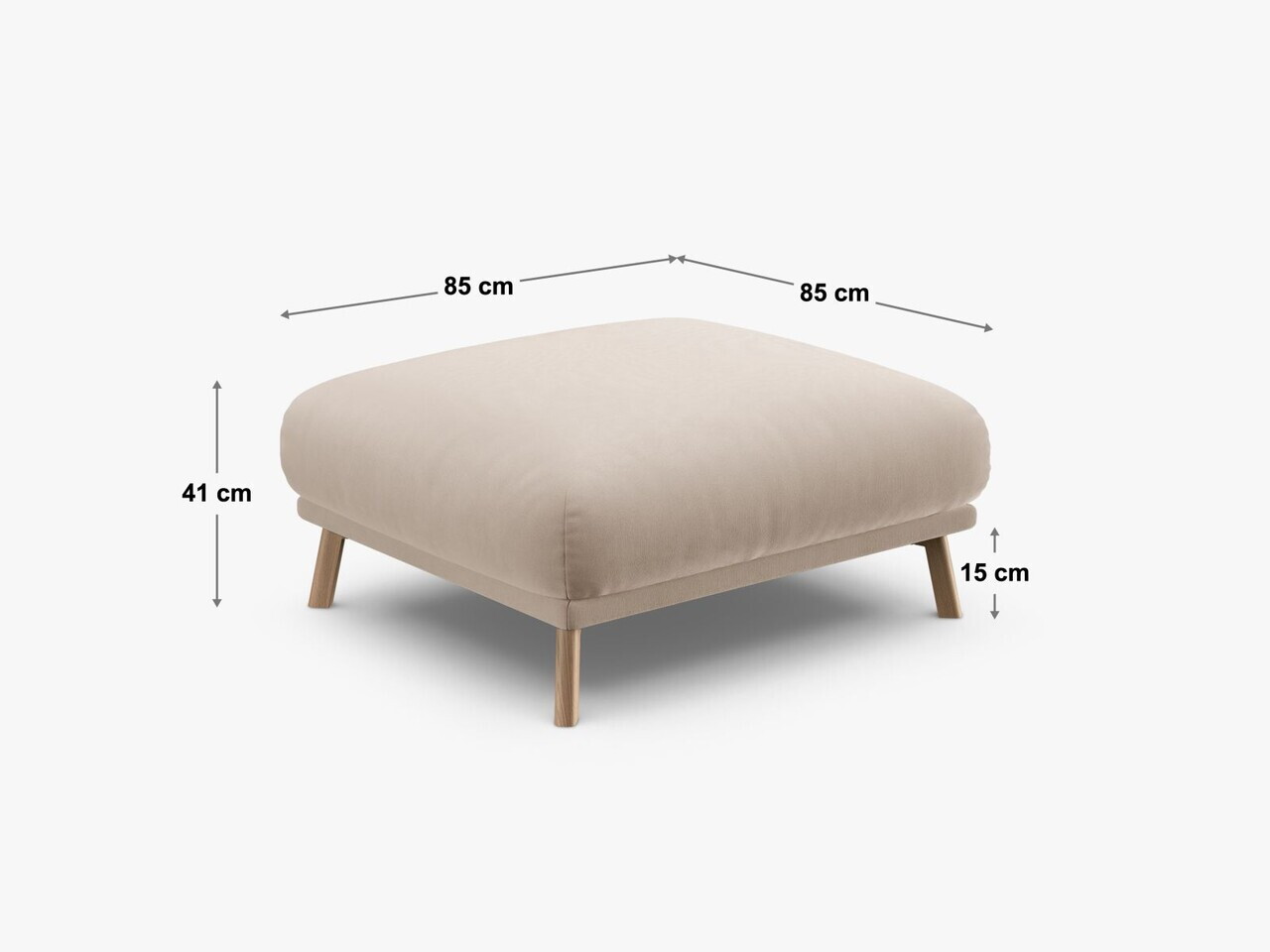 Taburet, Naomi, Micadoni Home, 85x85x41 cm, catifea, gri — imaginea 3