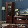 Vitrina cu 1 usa si 2 sertare, Luvru, L.60 l.50 H.190, mdf/pal/furnir de fag, maro