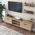 Comoda TV cu 2 rafturi, Wren, M48 - 1044, pal melaminat, nuc