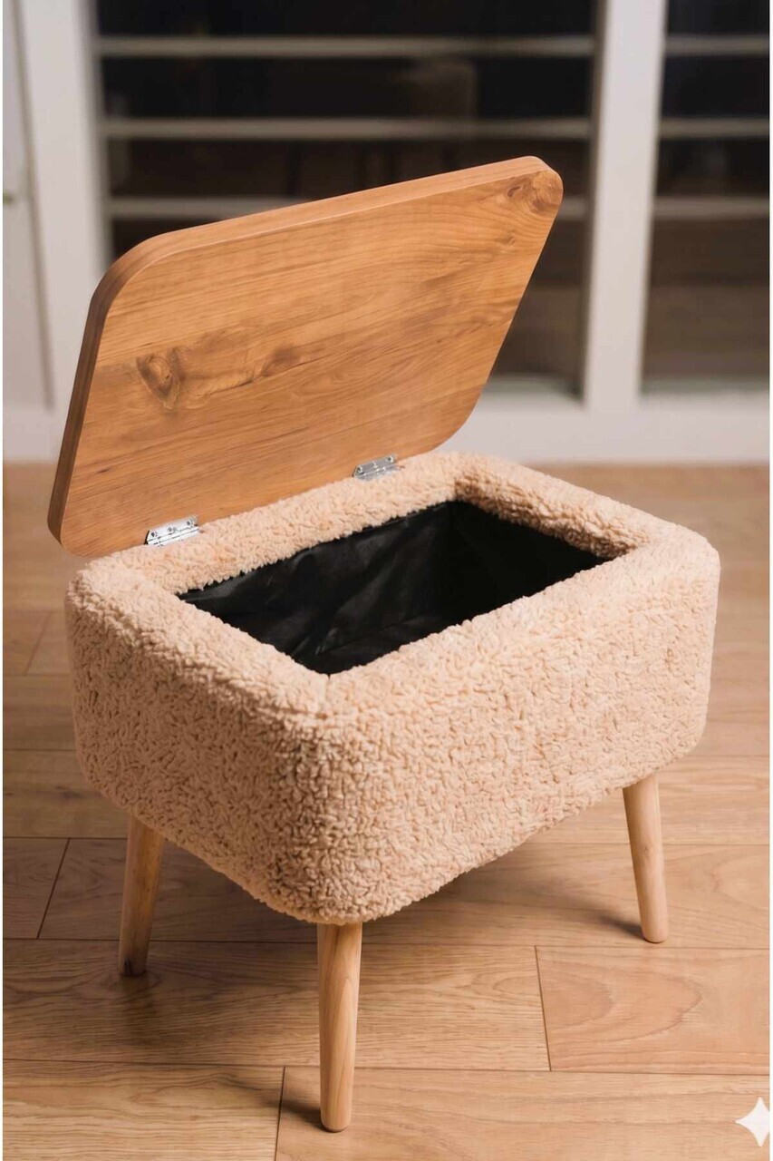Noptiera, Hanah Home, Puf02Peka02, 60x55x30 cm, PAL, Bej / Natural — imaginea 2