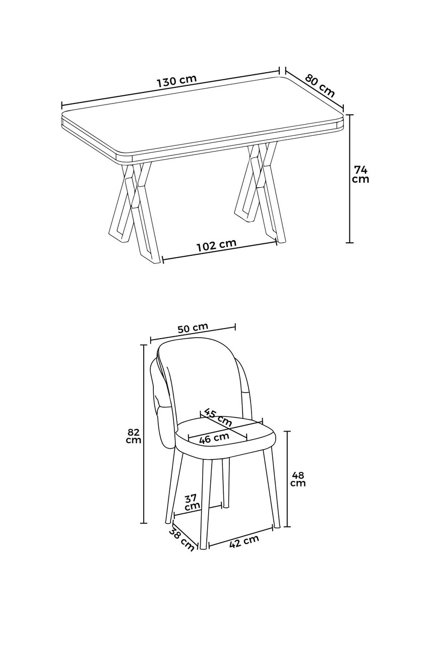 Set masă și scaune (5 bucăți), Hanah Home, Rigel, Marmură neagră / Crom / Gri - imagine 3
