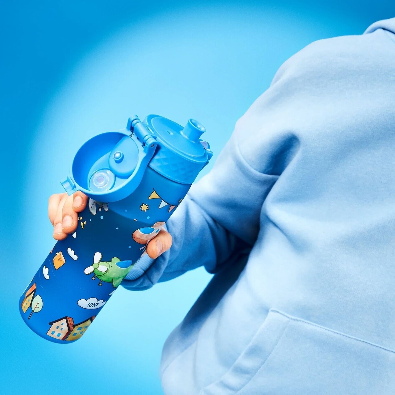 Sticla apa pentru copii Slim, recyclon, 500ml, Airplanes - Ion8 - imagine 7