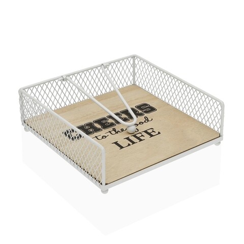 Suport pentru servetele Good Life, Versa, 18 x 18 x 6 cm, metal/MDF, alb