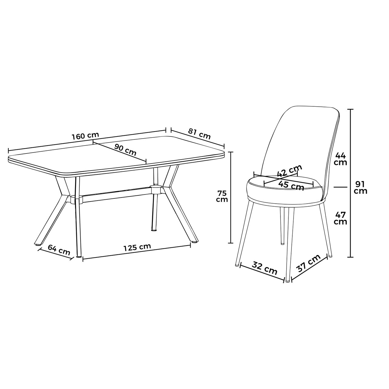 Set masă și scaune (7 piese), Hanah Home, Lena, Antracit / Crom - view 3