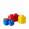 Set 3 cutii de depozitare LEGO, polipropilena, rosu/galben/albastru