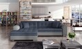 Coltar extensibil stanga 4 locuri, ELTAP, Sorento, 296x194x78 cm, lemn/poliester, albastru/gri