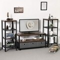 Comoda TV / masuta cafea, Vasagle, TV pana la 43 inch, 100 x 40 x 52 cm, otel/PAL, maro rustic