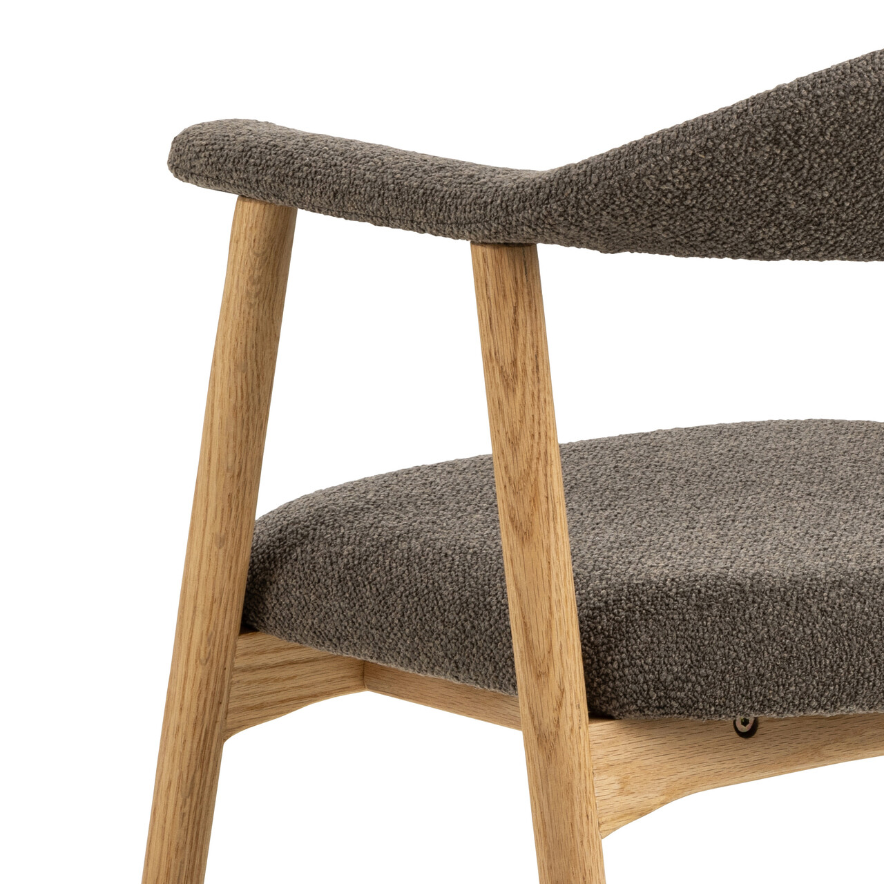 Scaun Addi, Actona, 56x54x75.5 cm, tesatura Boucle/lemn de stejar, grej - view 3