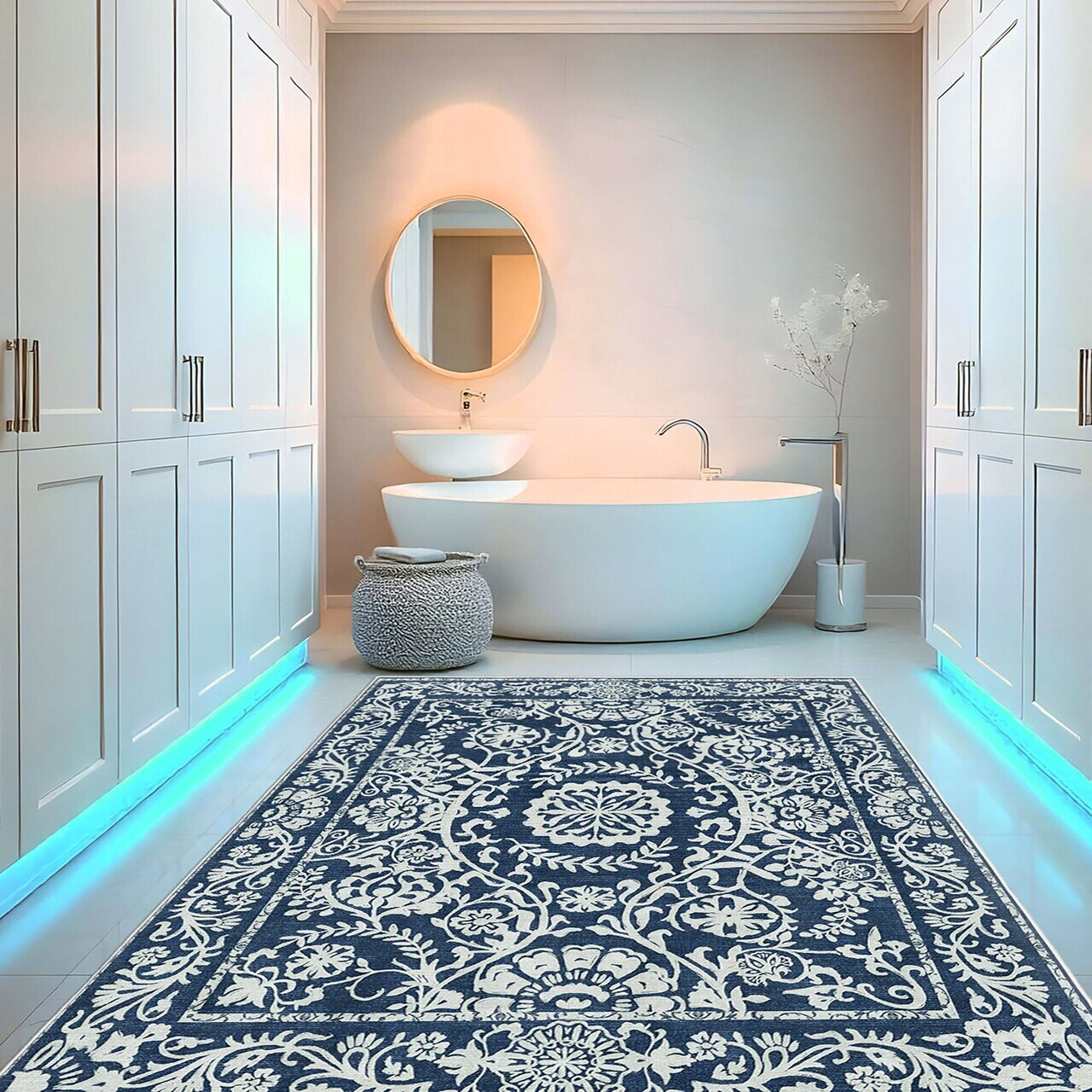 Covor, Kece-Fr72, 160x230 cm, Albastru navy — imaginea 3