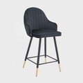 Scaun de bar Nuah Reducido, Homla, 50x45x97 cm, MDF/catifea din poliester, negru