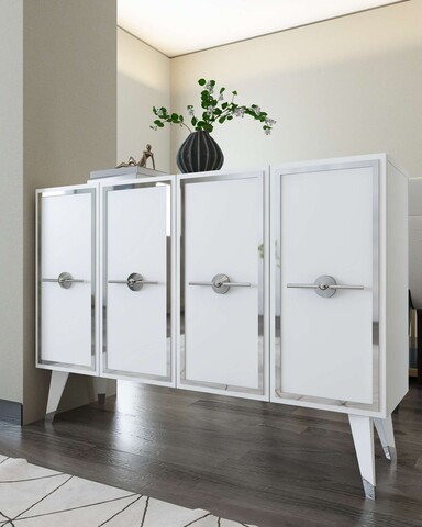 Consola, Hanah Home, 8174KM-32, 120x80x29.6 cm, PAL , Alb / Argintiu