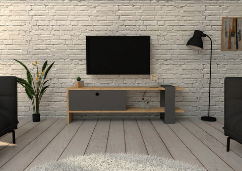 Comoda tv, puqa design, yonca, 120x36.8x25 cm, pal, antracit / stejar
