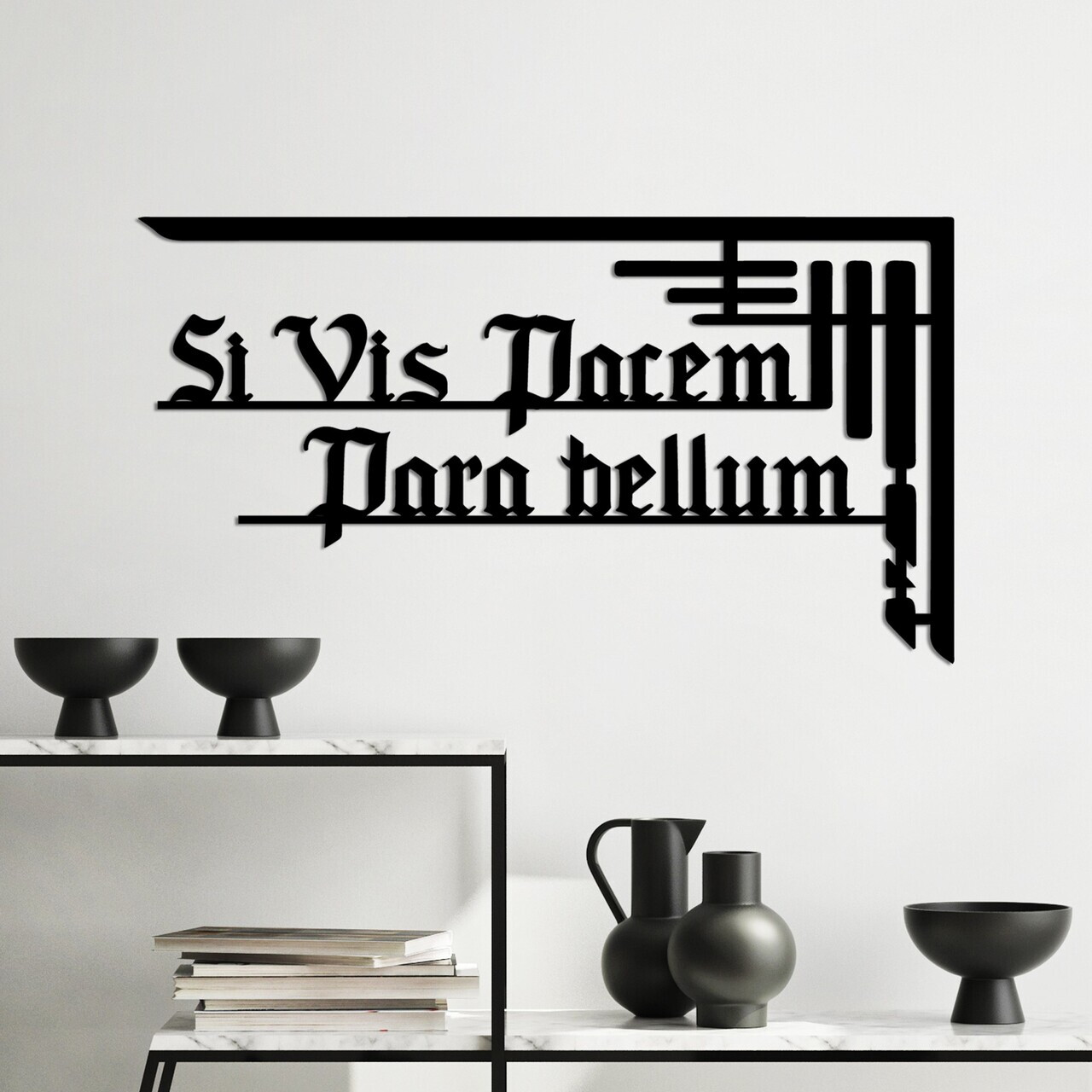 Decoratiune de perete, Si Vis Pacem 1, Dimensiune: 60 x 33 cm, Negru — imaginea 2