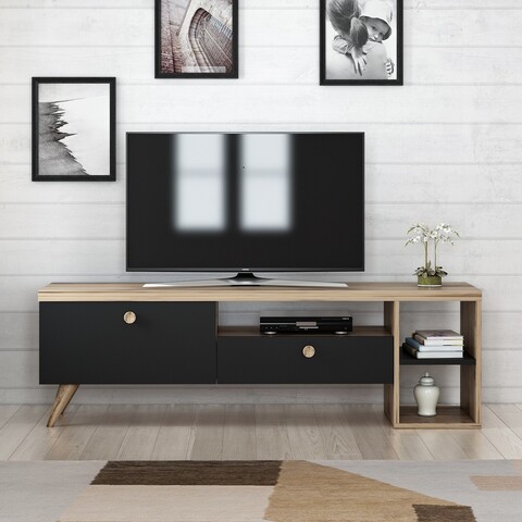 Comoda TV Parion, Inarch, 150x35x47 Cm, Natural/negru