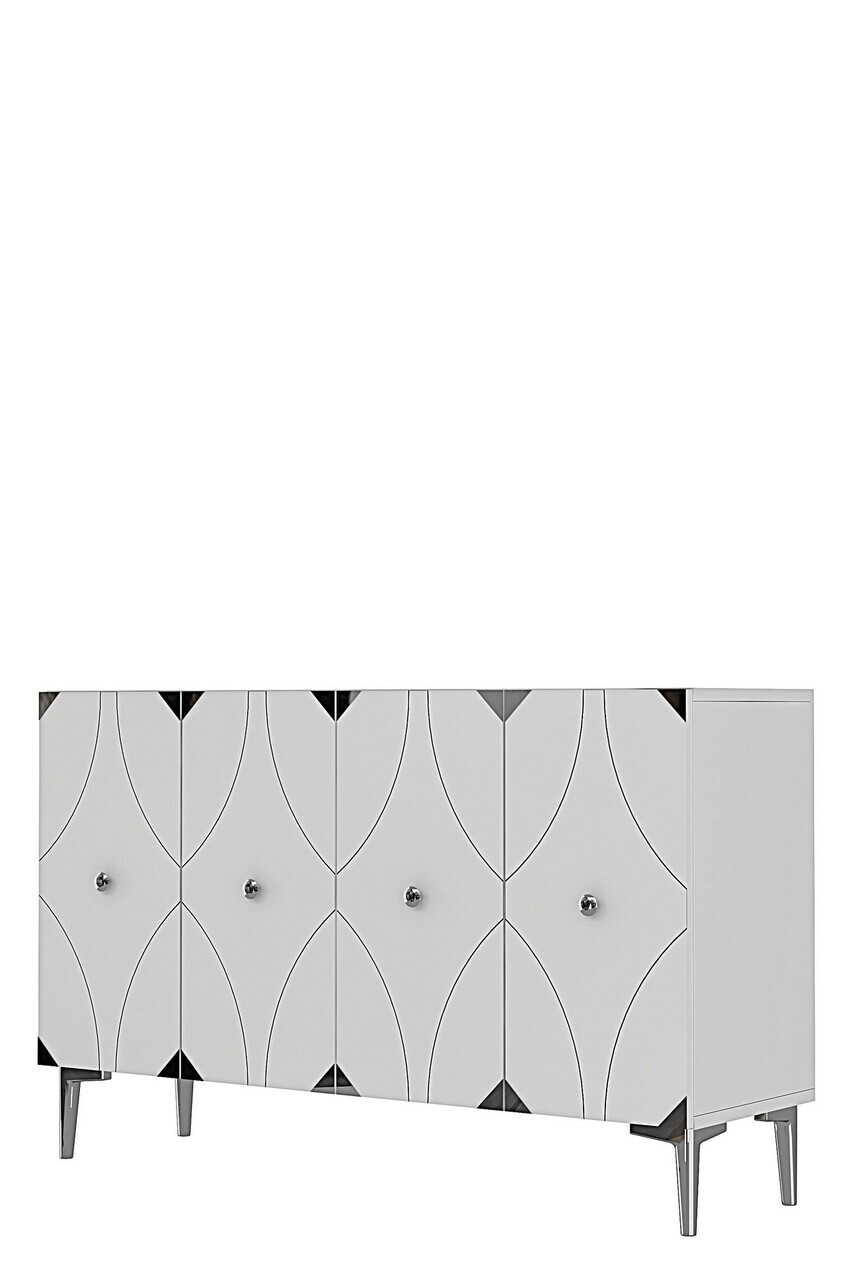 Consola, Hanah Home, Alfa 120, 120x75x32 cm, PAL, Alb / Argintiu — imaginea 4