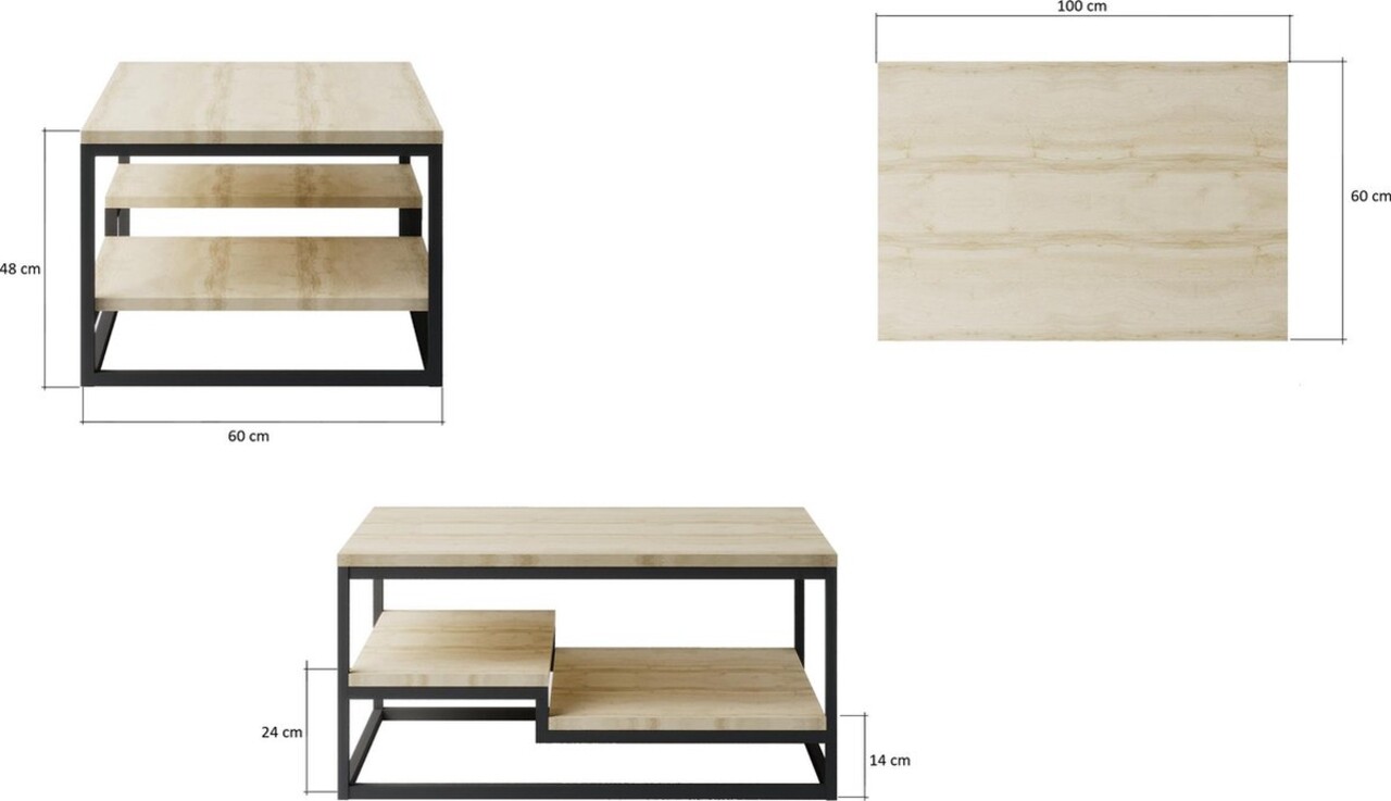 Masuta de cafea ELTAP, Marlo, 100x60x48 cm, PAL, negru/stejar