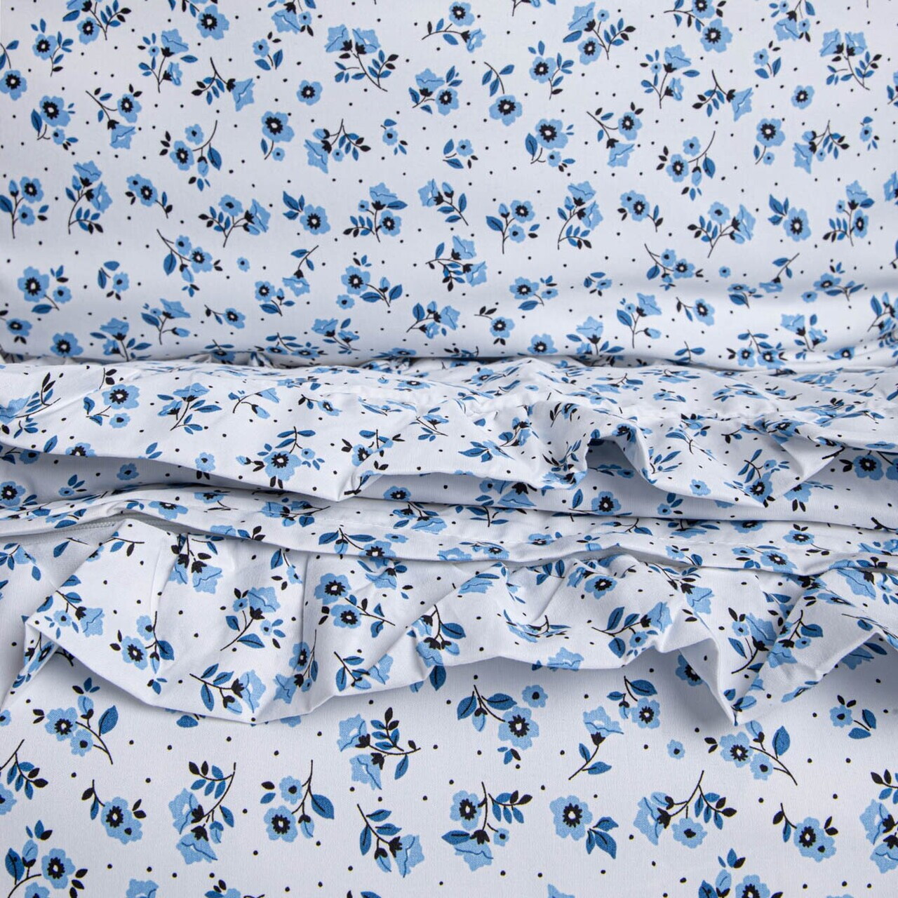 Lenjerie de pat King Size, Melanie, Homla, 200x220 cm, 3 piese, microfibra din poliester, alb/albastru — imaginea 2
